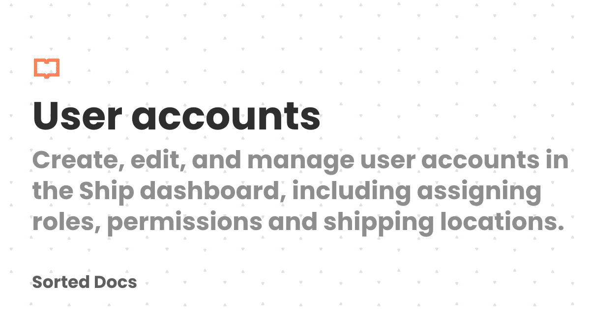 User accounts | Sorted Docs