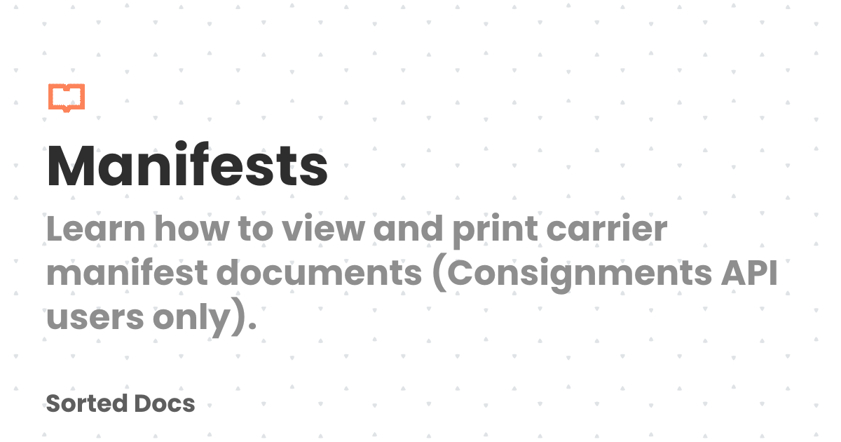 Manifests | Sorted Docs