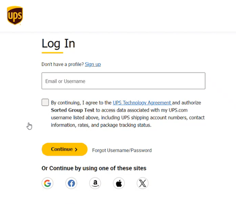 UPS Profile login